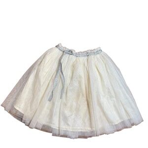 Boutique Everbloom Girls Ivory White Tulle Skirt Glitter Party Skirt Size 5